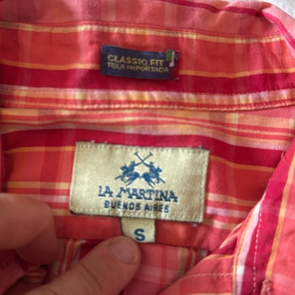 La Martina Buenos Aires Pink  Striped Button Down Shirt Size S - Picture 5 of 9